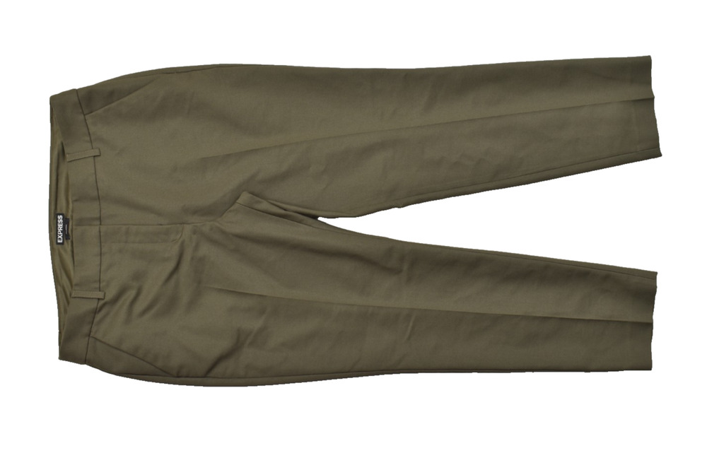 Express Columnist Pants Women 10R Olive Green Brown Stretch Dress Work Trouser